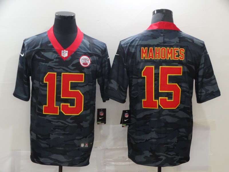 Men's Kansas City Chiefs Patrick Mahomes #15 Gray Camouflage Jersey